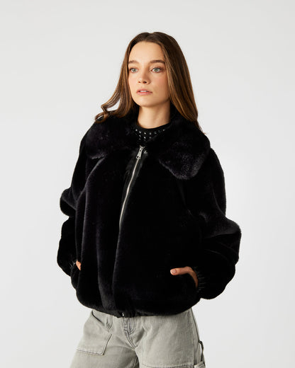 ZEPHRINE Jacket Black | Women's Long-Sleeved Furry Jacket