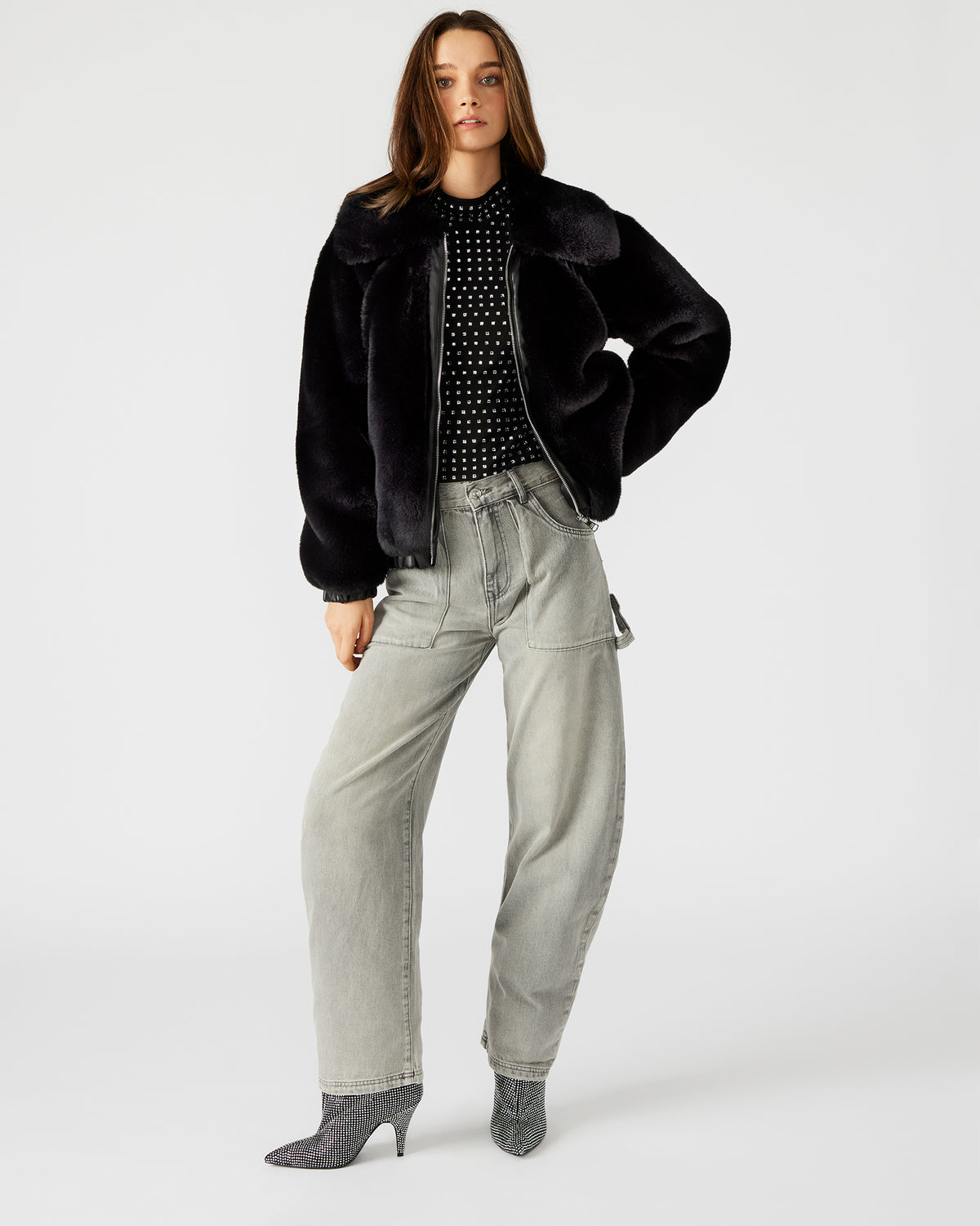 ZEPHRINE Jacket Black | Women's Long-Sleeved Furry Jacket