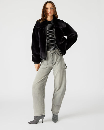ZEPHRINE Jacket Black | Women's Long-Sleeved Furry Jacket