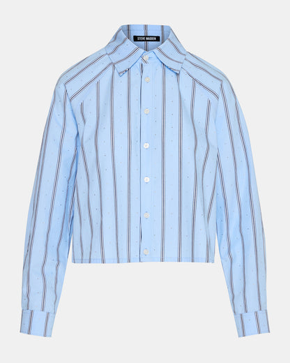 TESS Estate Blue Long-Sleeved Button-Up Women's Top
