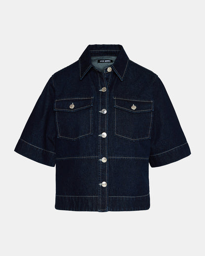 ELIANA Bijou Blue Short-Sleeved Button-Up Denim Women's Top