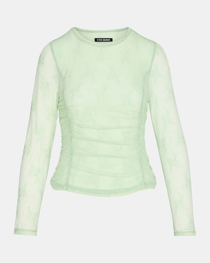 LUMA Bay Green Long-Sleeved Mesh Lace Women's Top