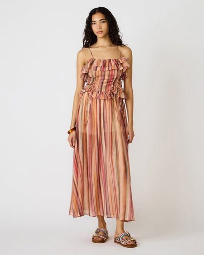 SHILLOH Stripe Multi Sleeveless Ruffle Women's Top