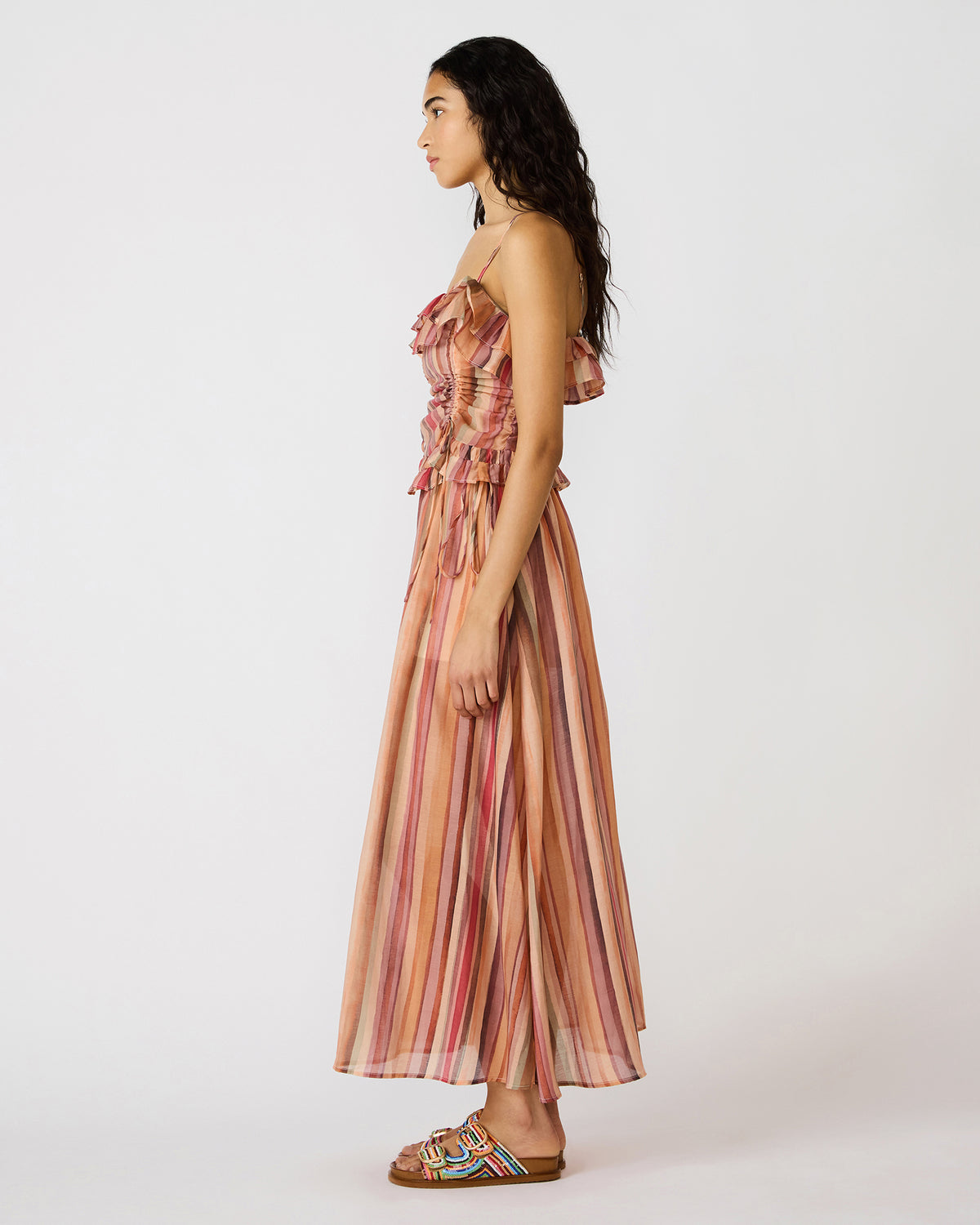 SHILLOH Stripe Multi Sleeveless Ruffle Women's Top