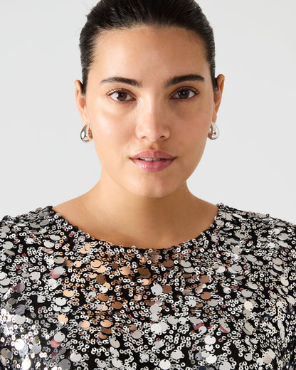 CRESSA Silver Embellished Sequin Women's Top