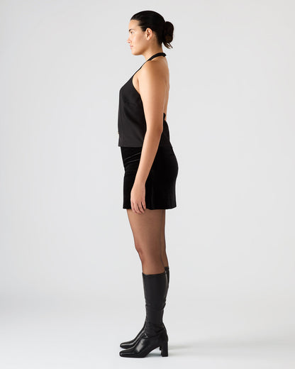 JUVIA Black Sleeveless Bow Detail Halter Women's Top
