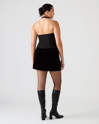 JUVIA Black Sleeveless Bow Detail Halter Women's Top