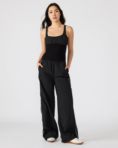 LUANA Black Pull-Over Ruched Tank Top