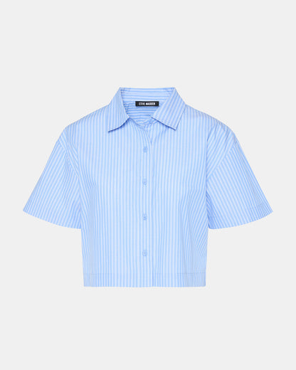 TULA Blue/White Women's Collared Button-Up Pinstripe Top