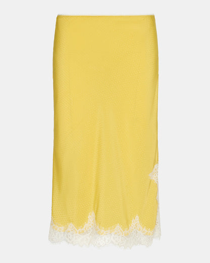 CINTHIA Golden Lime Lace Trime Women's Midi Skirt