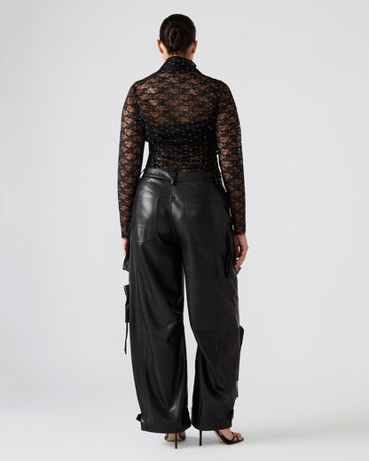 Vegan Leather Duo Black Women's Utility Cargo Pants