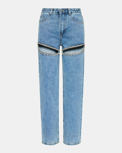 TAYLOR Jean Rhinestone Women's Cutout Jeans