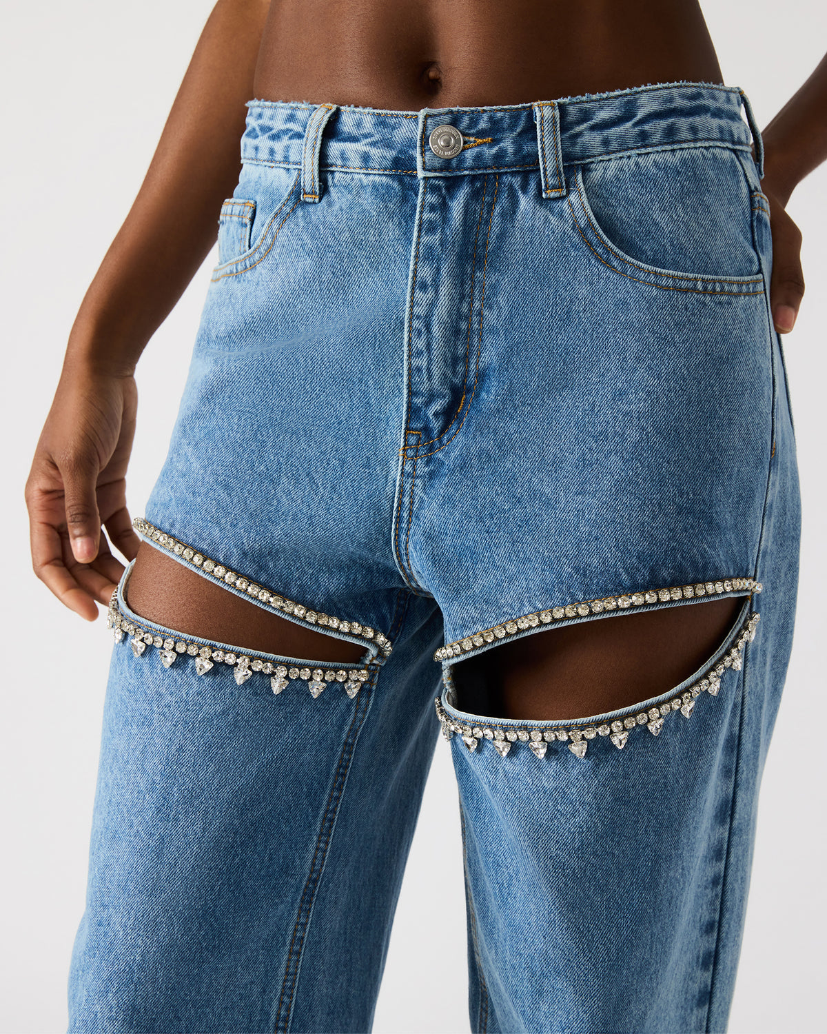 TAYLOR Jean Rhinestone Women's Cutout Jeans