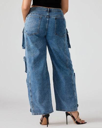 DUO Medium Denim Women's Utility Cargo Pants