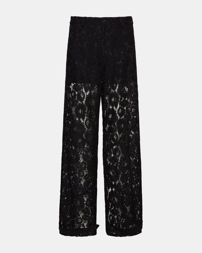 TRE Lace Black Mesh Barrel Low-Rise Women's Pant