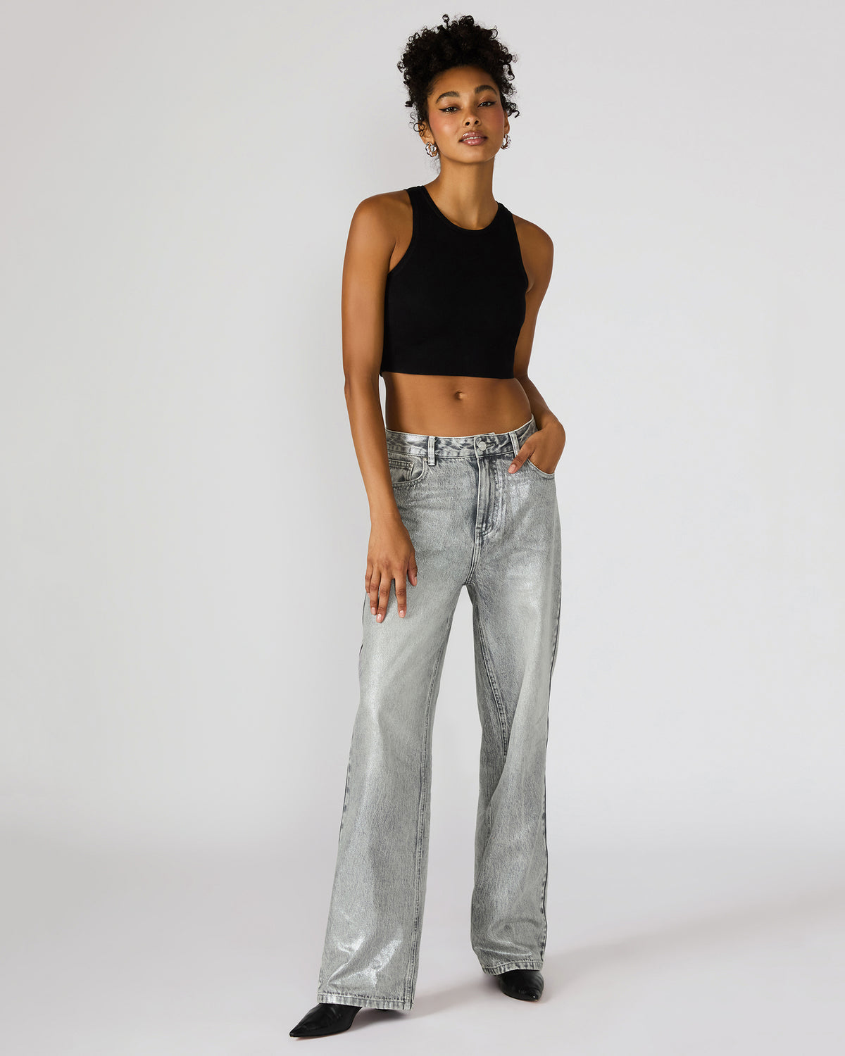 ZO Silver Straight-Leg Metallic Women's Jeans
