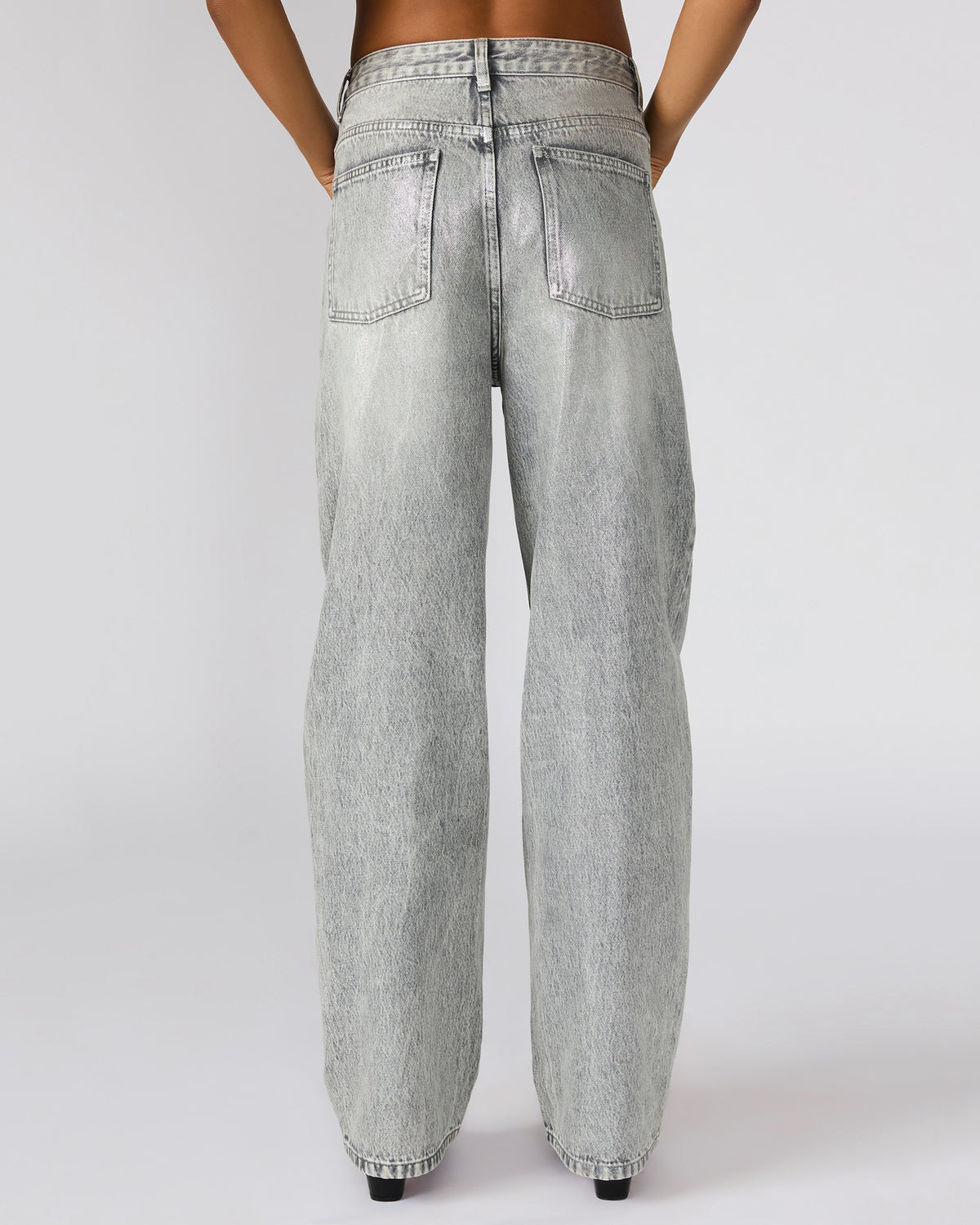 ZO Silver Straight-Leg Metallic Women's Jeans