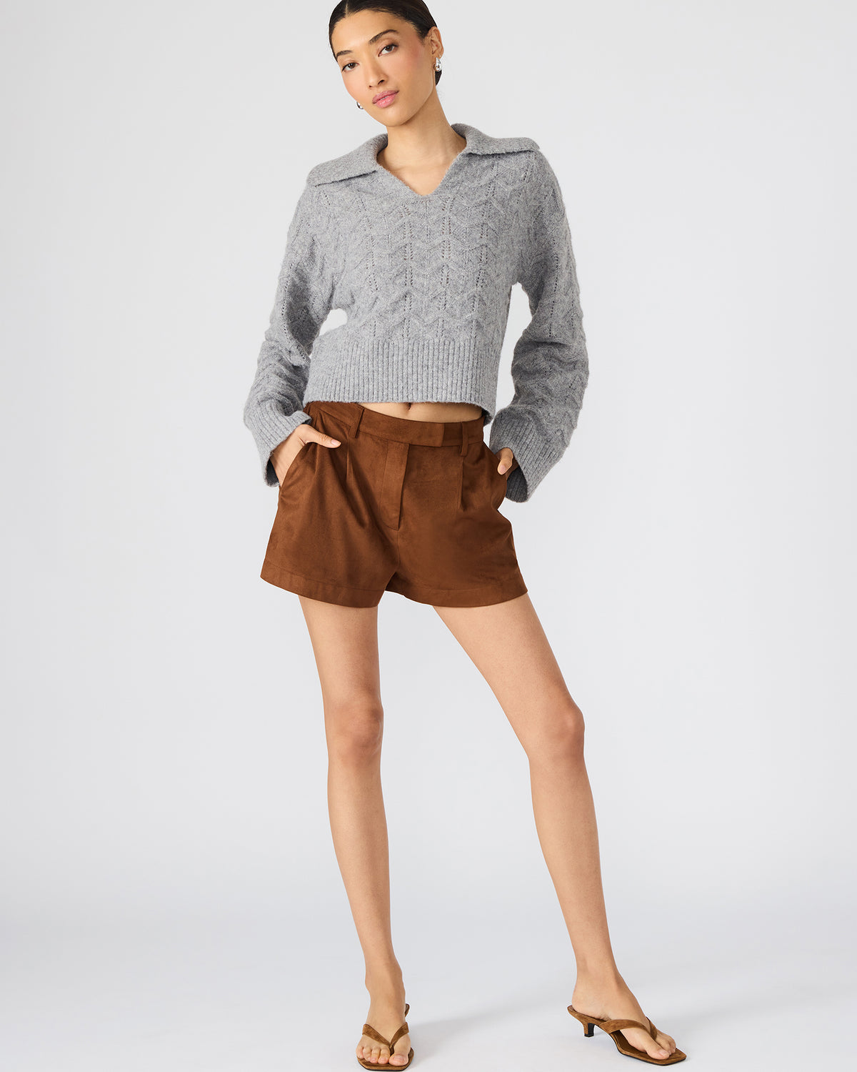 IMELDA Chicory Coffee Faux-Suede Trouser Women's Shorts