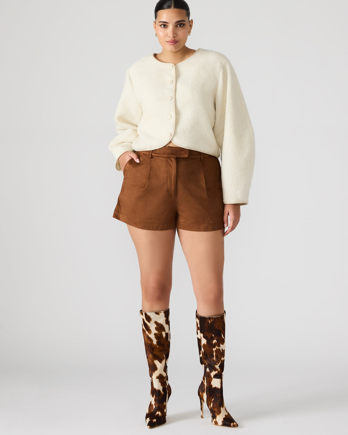 IMELDA Chicory Coffee Faux-Suede Trouser Women's Shorts