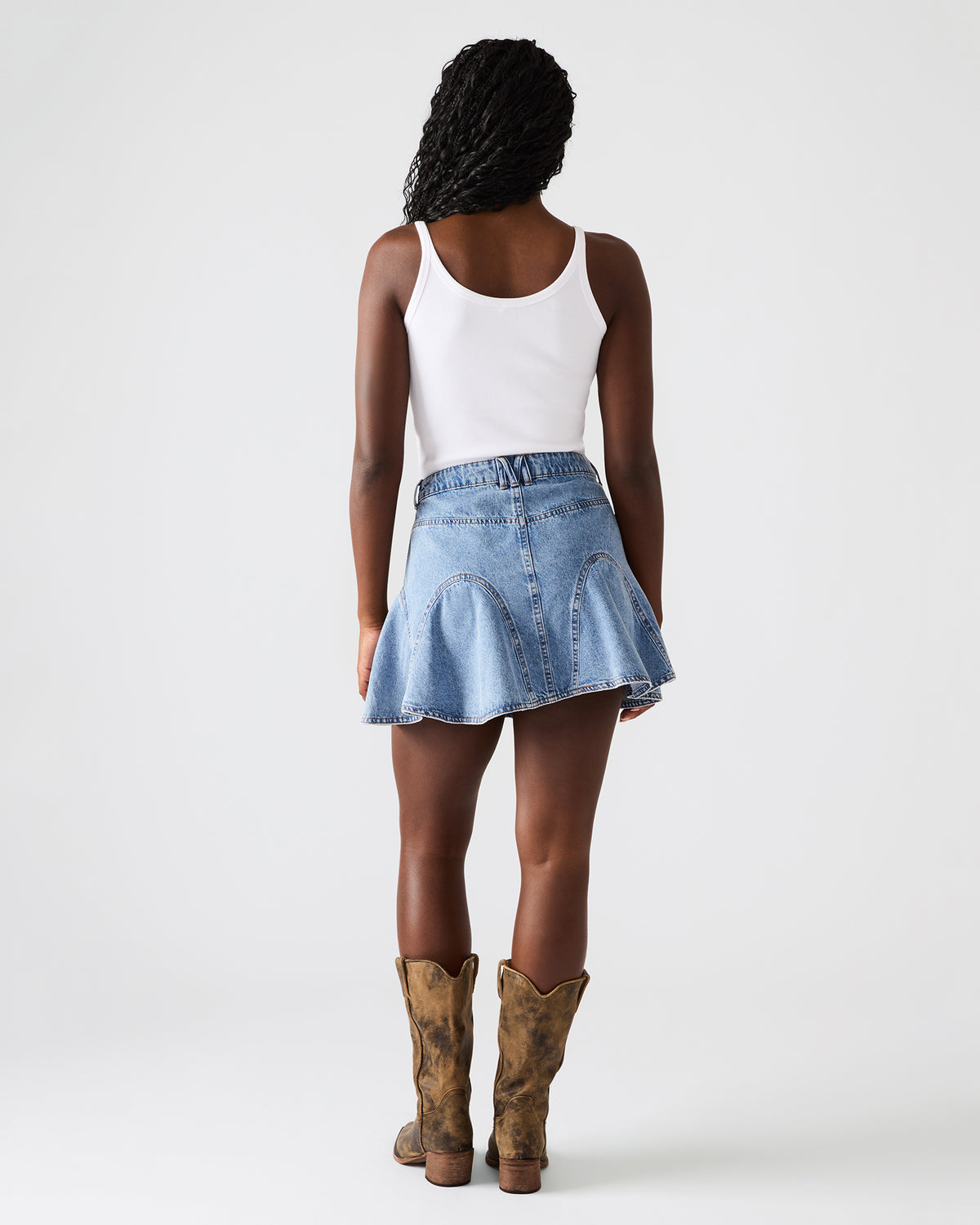 MELANY Forever Blue Denim Pleated Mini Women's Skirt