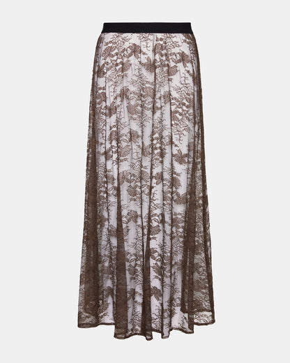 GISELA Dark Espresso Lace Mesh Maxi Women's Skirt