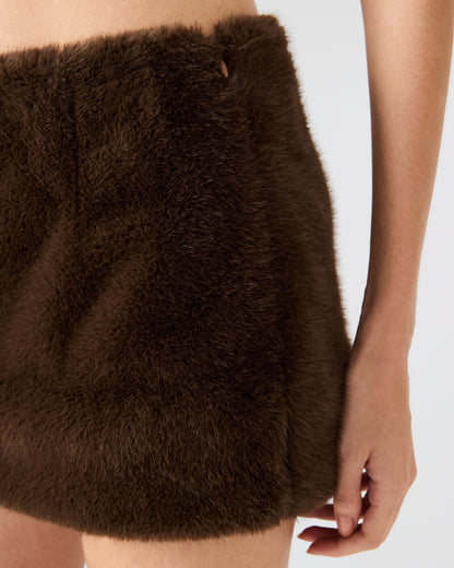 AVIVA Dark Espresso Faux Fur Mini Women's Skirt