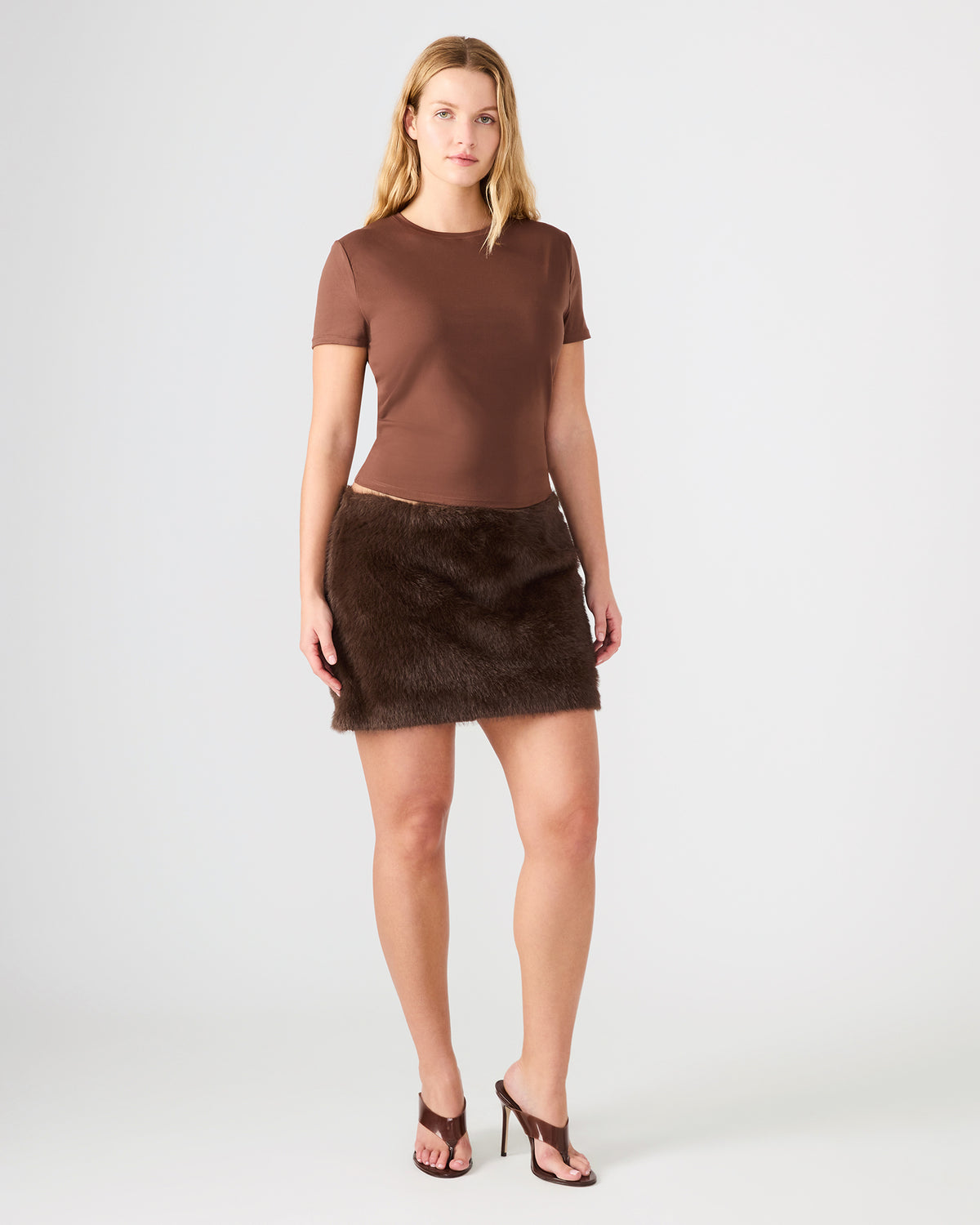 AVIVA Dark Espresso Faux Fur Mini Women's Skirt