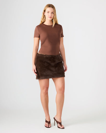 AVIVA Dark Espresso Faux Fur Mini Women's Skirt