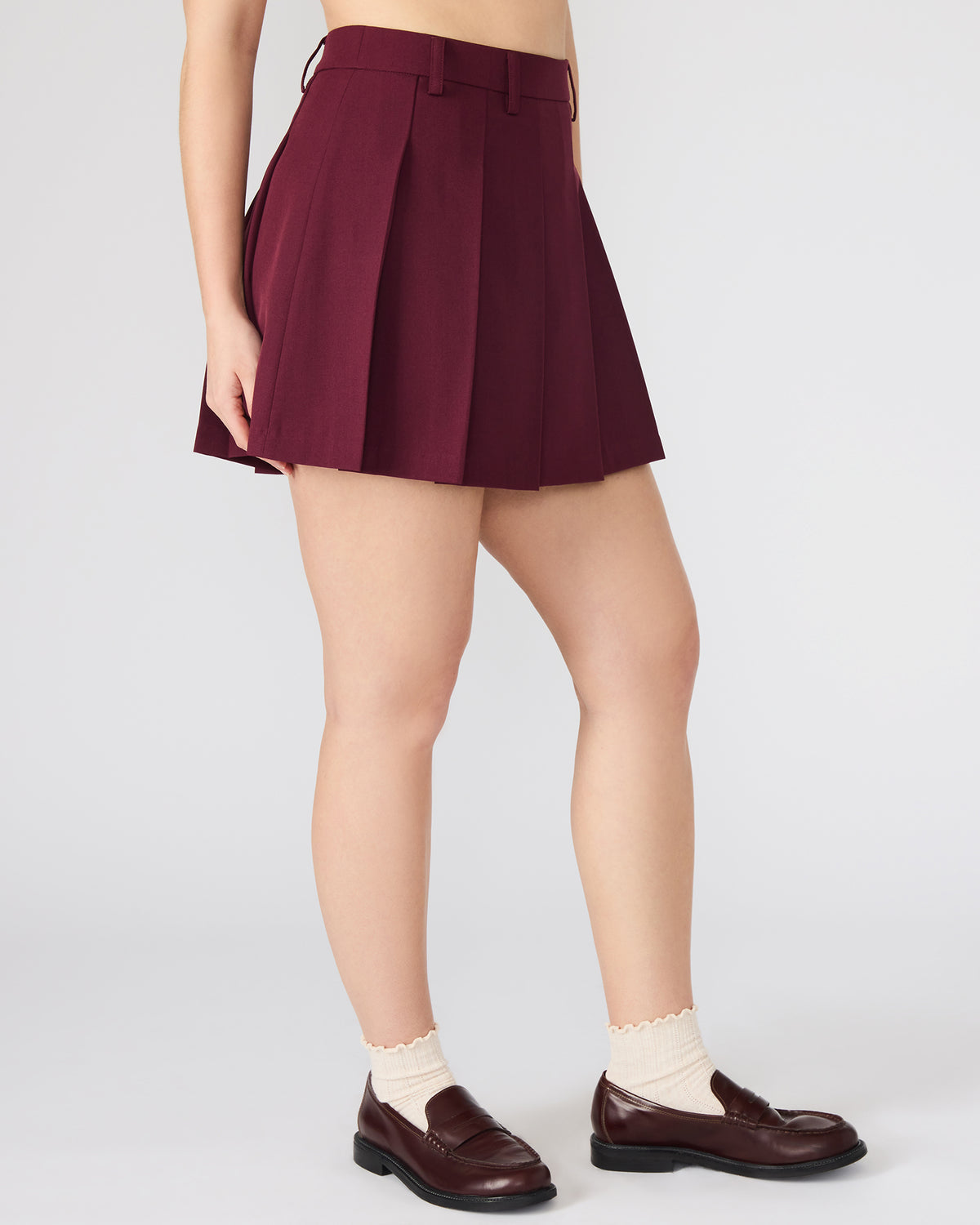 MARGO Wine Pleated Women's Mini Skirt