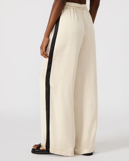 MOXIE Cream Pull-On Contrast Panel Straight Leg Women's Pant