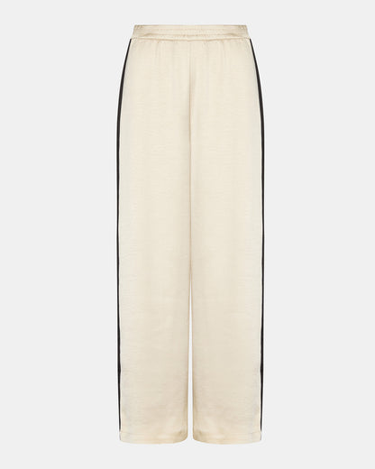 MOXIE Cream Pull-On Contrast Panel Straight Leg Women's Pant