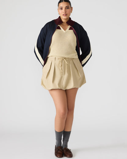 LIVIE Khaki Mini Tie-Front Bubble Women's Skirt