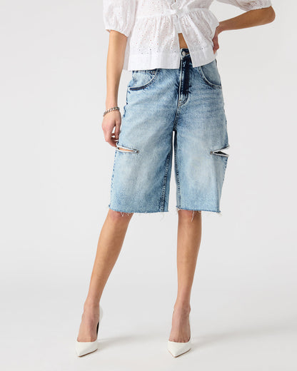LANGE Denim Women's Side Slit Barrel Shorts