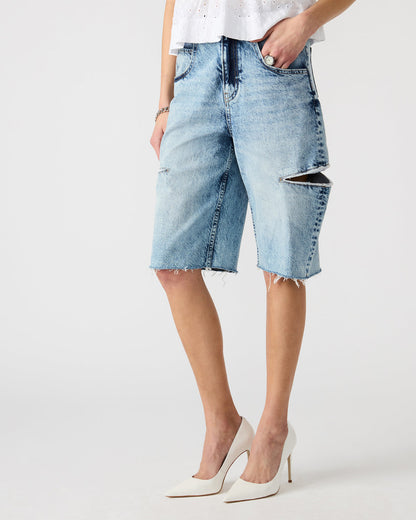 LANGE Denim Women's Side Slit Barrel Shorts