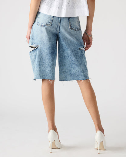 LANGE Denim Women's Side Slit Barrel Shorts