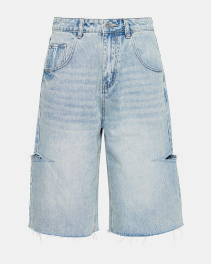 LANGE Denim Women's Side Slit Barrel Shorts