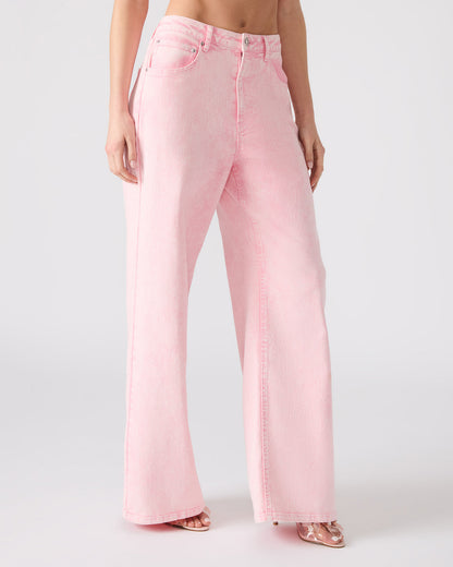 ROZ Pink Wide-Leg Washed Denim Women's Pant