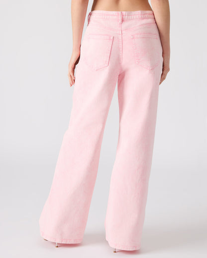 ROZ Pink Wide-Leg Washed Denim Women's Pant