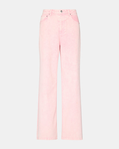 ROZ Pink Wide-Leg Washed Denim Women's Pant