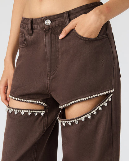 TAYLOR Jean Cocoa Brown Women's Cutout Jeans
