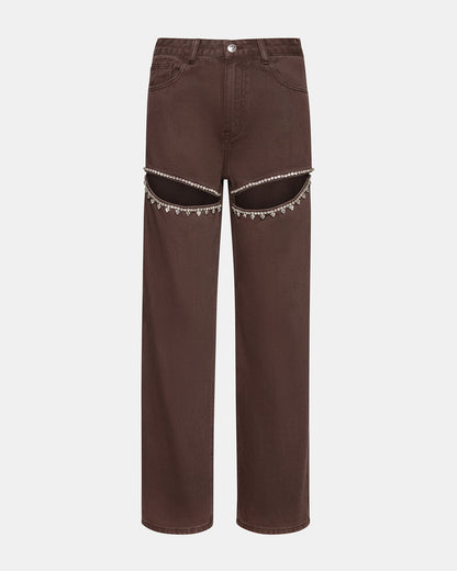 TAYLOR Jean Cocoa Brown Women's Cutout Jeans