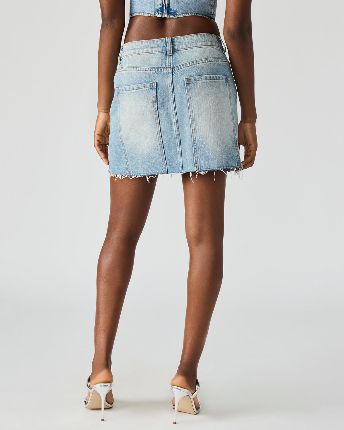 ERAS Denim Rhinestone Embellished Matching Set Mini Women's Skirt