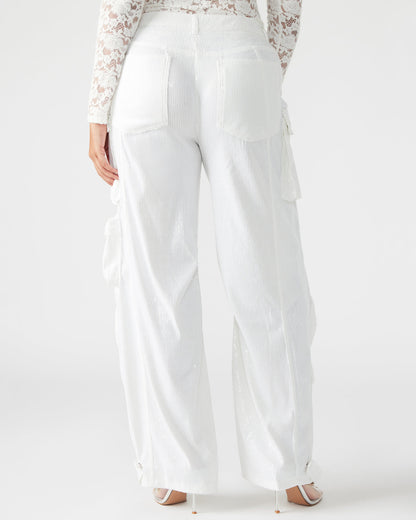 DUO White Sequin Women's Utility Cargo Pants