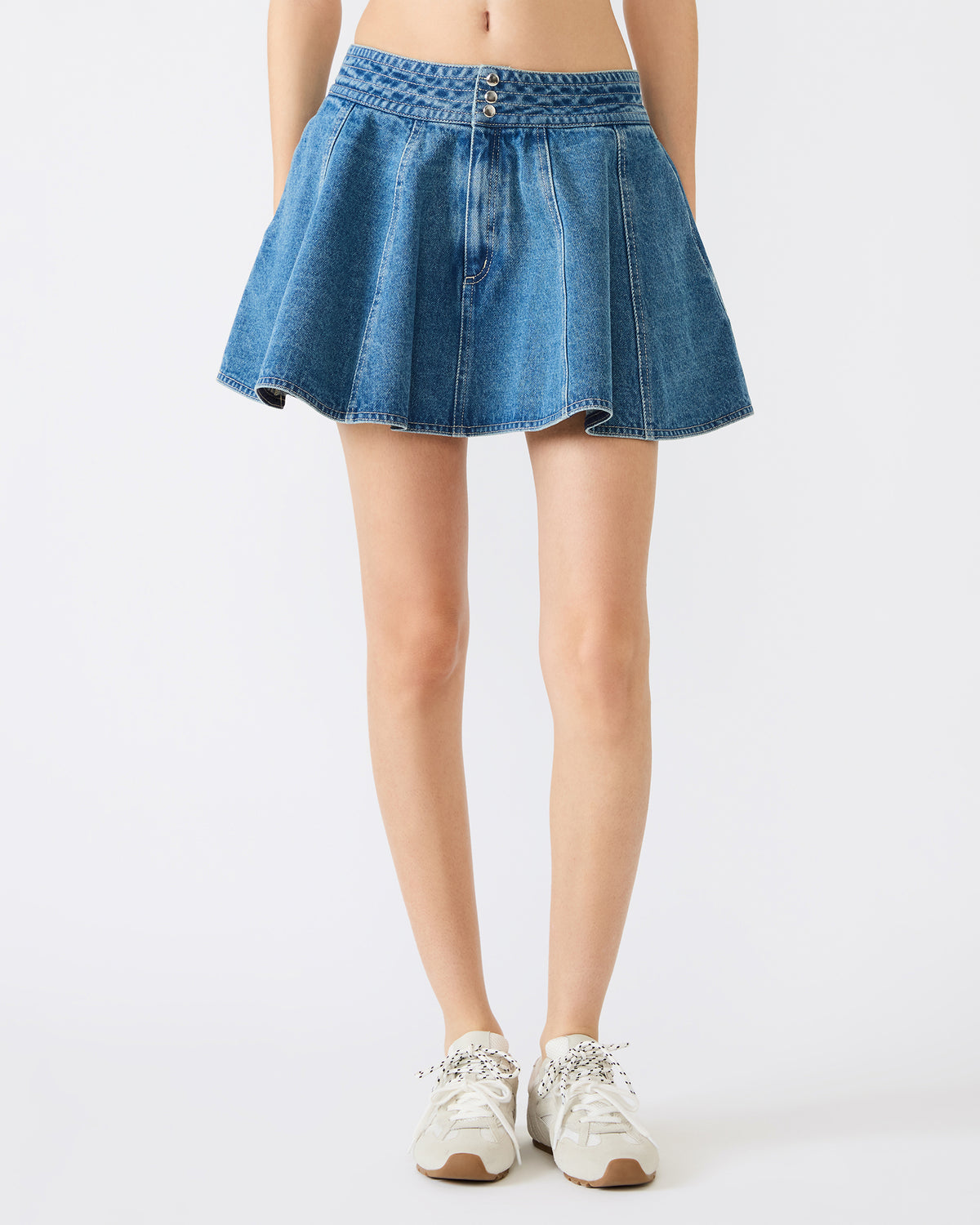LILLIANY Aruba Blue Pleated Denim Mini Women's Skirt