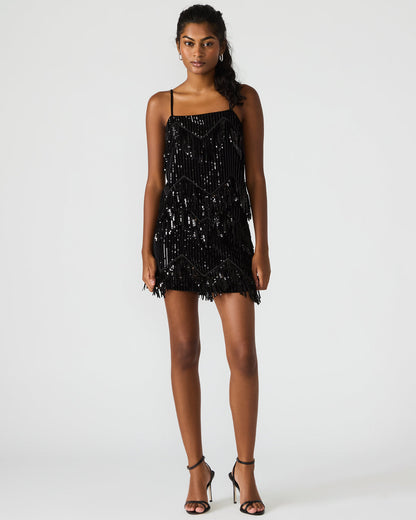 CINDI Sequin Black Fringe Embellished Women's Skirt
