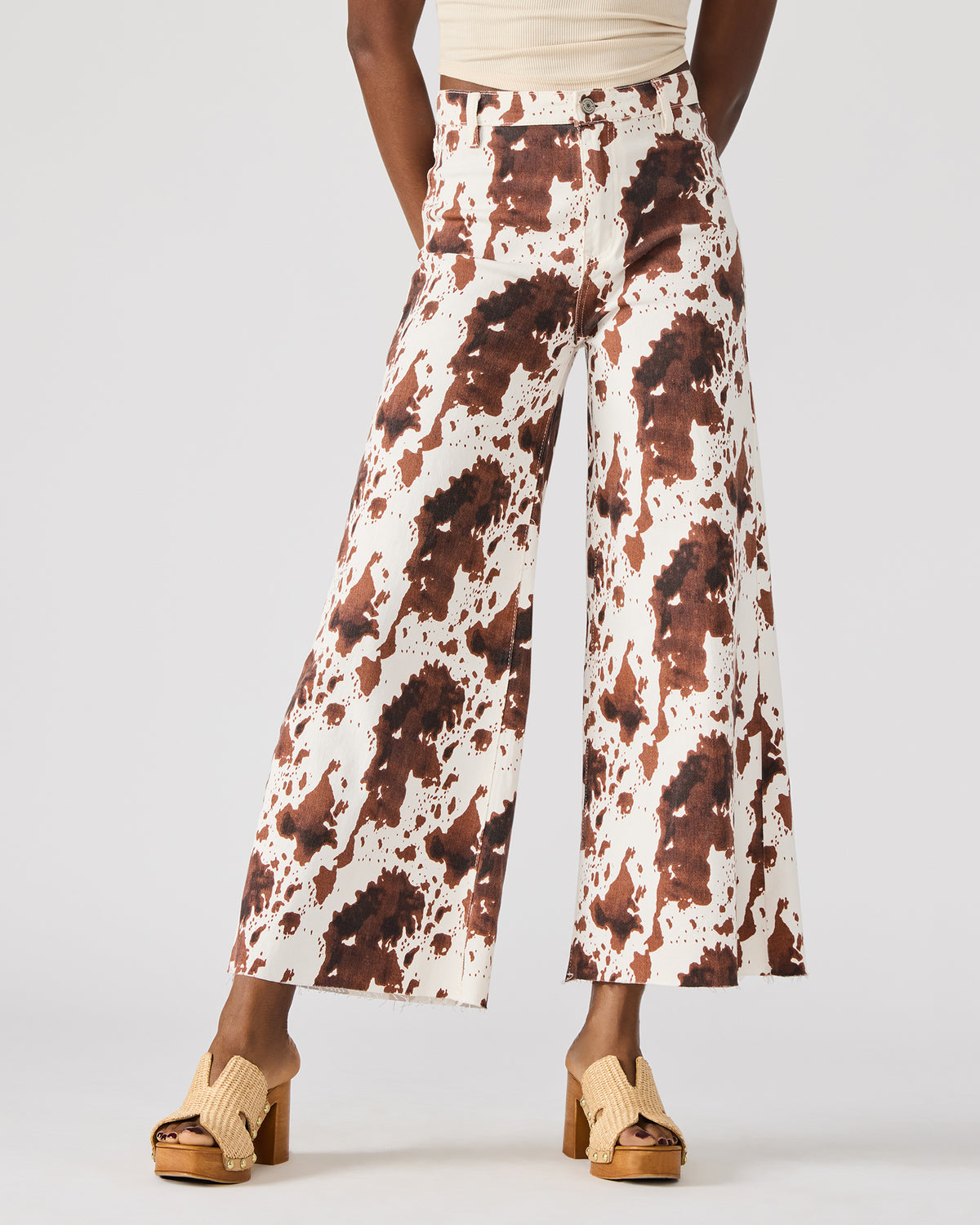 HARLI Brown Cow Print High-Rise Denim Women's Jean