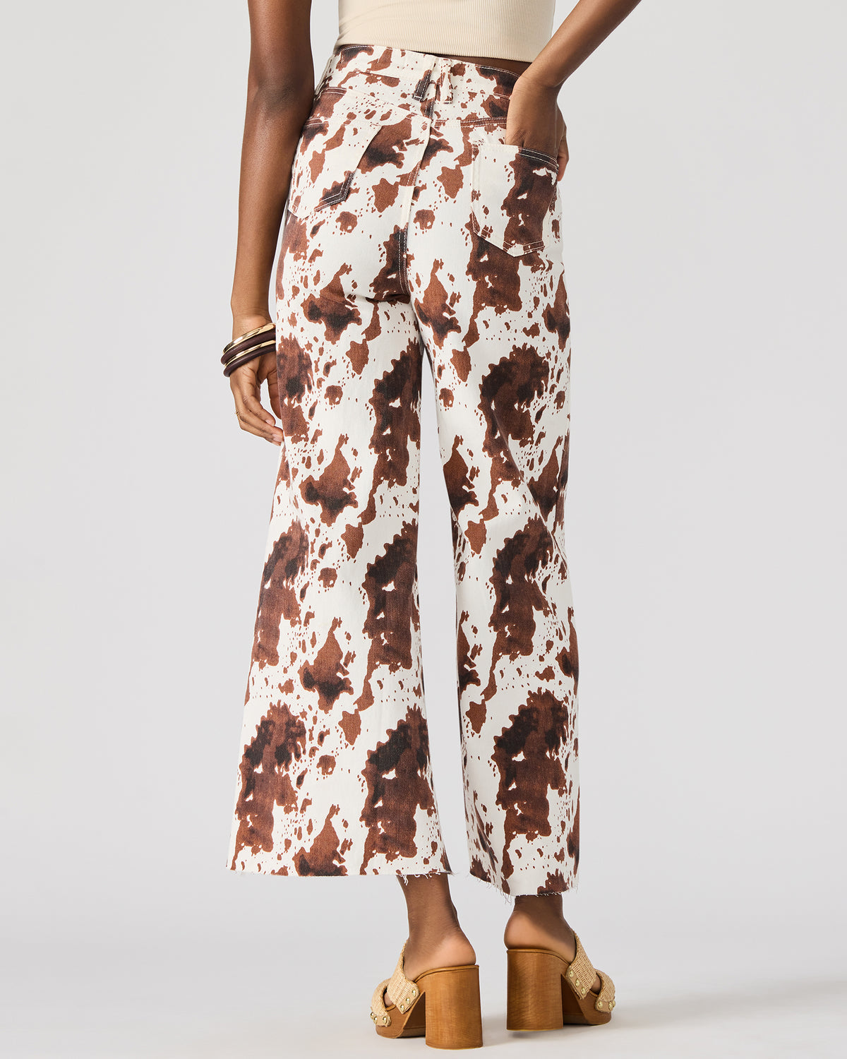 HARLI Brown Cow Print High-Rise Denim Women's Jean