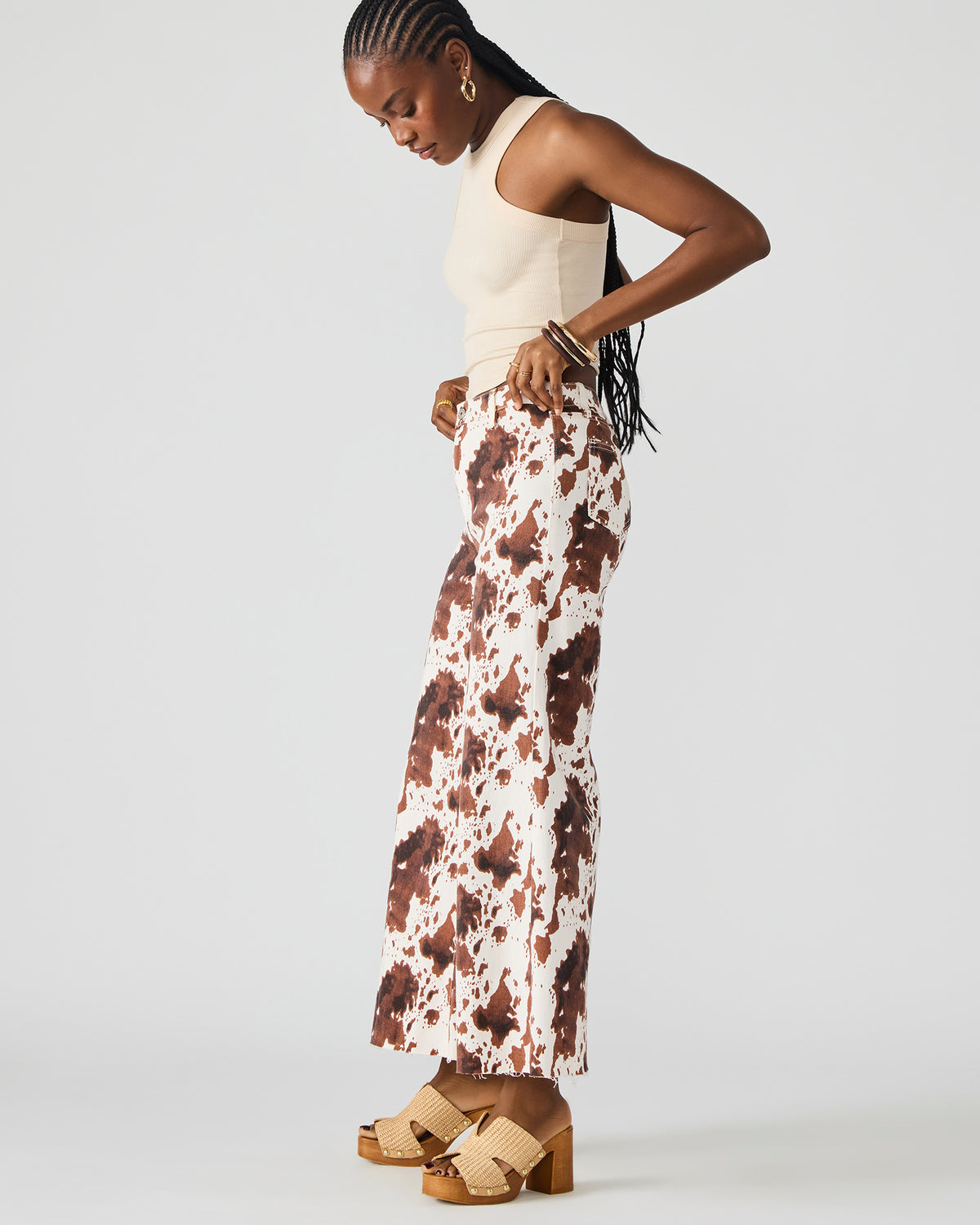 HARLI Brown Cow Print High-Rise Denim Women's Jean
