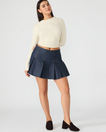 JOAN Deep Indigo Pleated Denim Matching Set Women's Skirt