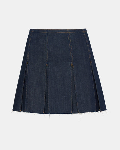 JOAN Deep Indigo Pleated Denim Matching Set Women's Skirt